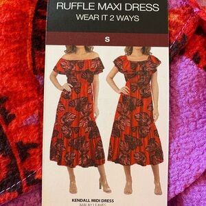 BNWT -SOFIA by Sofia Vergara Ruffle Maxi Dress - Purple & Red Floral